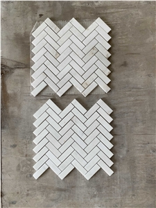 12" X 12" Marble Herringbone Mosaic Wall & Floor Tile