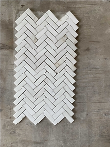 12" X 12" Marble Herringbone Mosaic Wall & Floor Tile