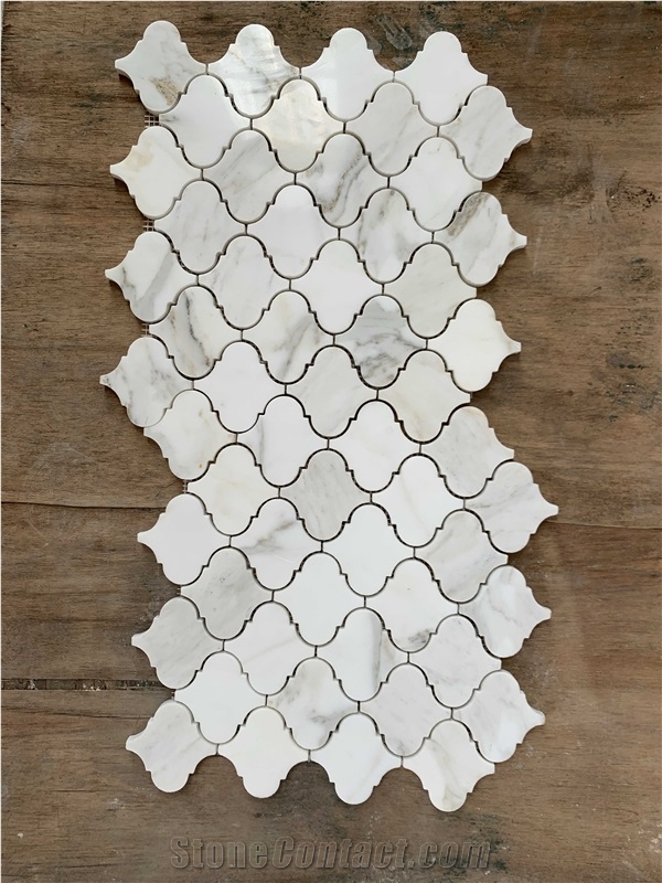 3" X 3" Marble Arabesque Mosaic Wall Tile