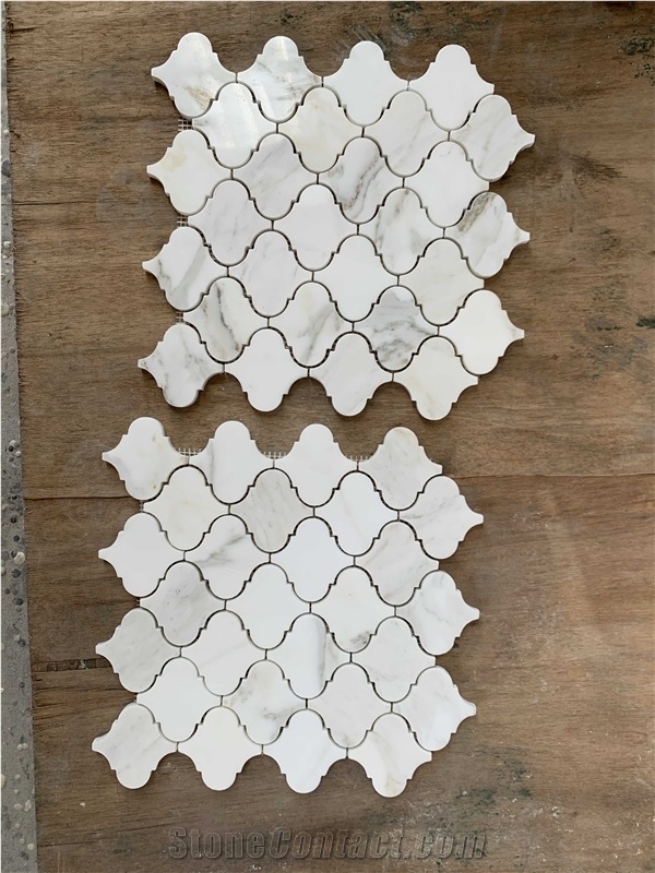 3" X 3" Marble Arabesque Mosaic Wall Tile