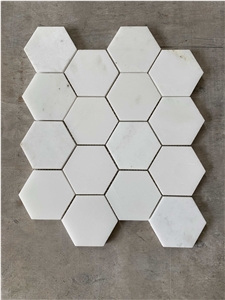3" X 3" Marble Hexagon Mosaic Wall & Floor Tile