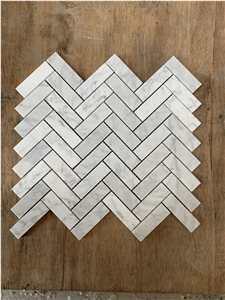 Bianco Carrara Marble Herringbone Mosaic Wall & Floor Tile Bianco Carrara Marble Herringbone Mosaic Wall & Floor Tile