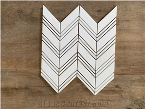 Bianco Dolomite Herringbone Mosaic Wall & Floor Tile