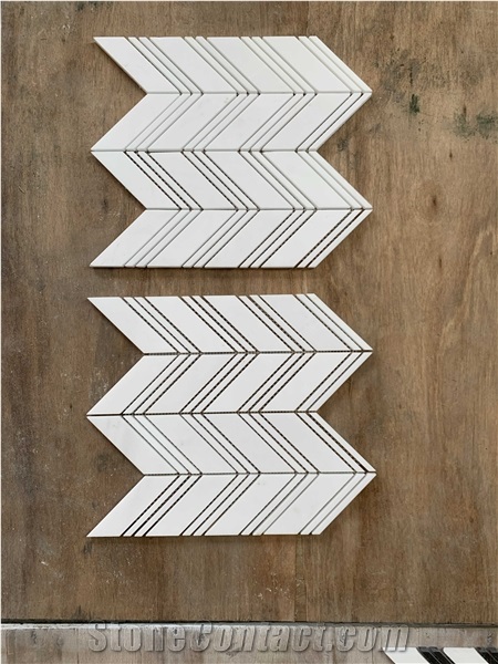 Bianco Dolomite Herringbone Mosaic Wall & Floor Tile