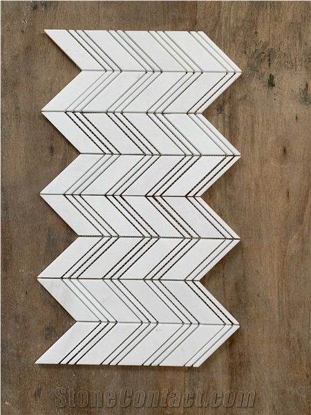 Bianco Dolomite Herringbone Mosaic Wall & Floor Tile