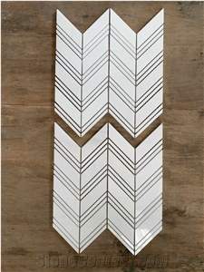 Bianco Dolomite Herringbone Mosaic Wall & Floor Tile