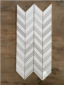 Bianco Dolomite Herringbone Mosaic Wall & Floor Tile