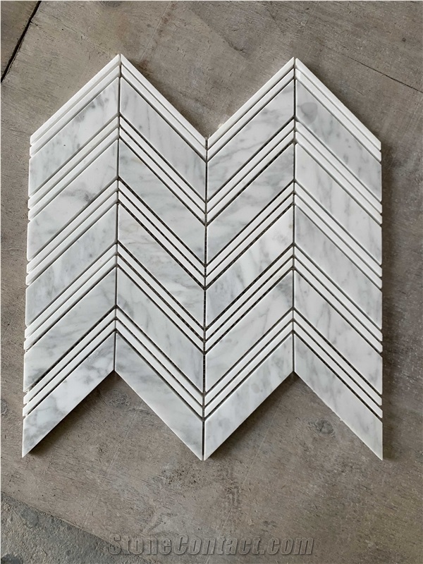 Marble Herringbone / Chevron Mosaic Wall & Floor Tile