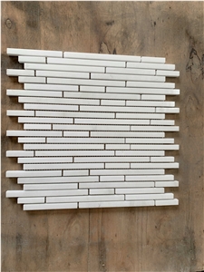 White Marble Linear Mosaic Sheet Wall Tile