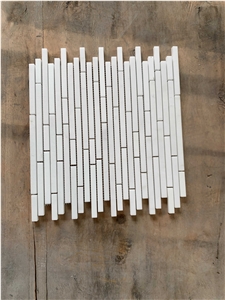 White Marble Linear Mosaic Sheet Wall Tile