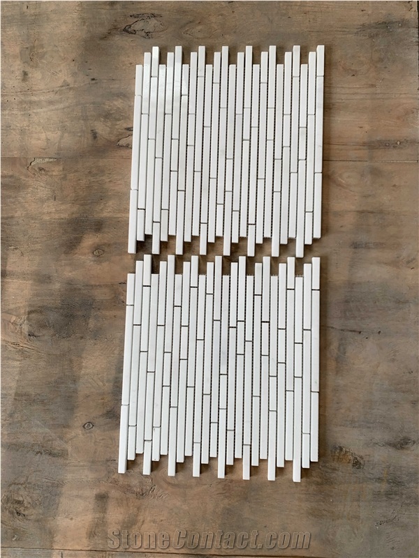 White Marble Linear Mosaic Sheet Wall Tile