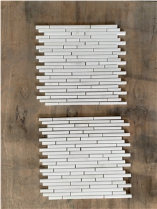 White Marble Linear Mosaic Sheet Wall Tile