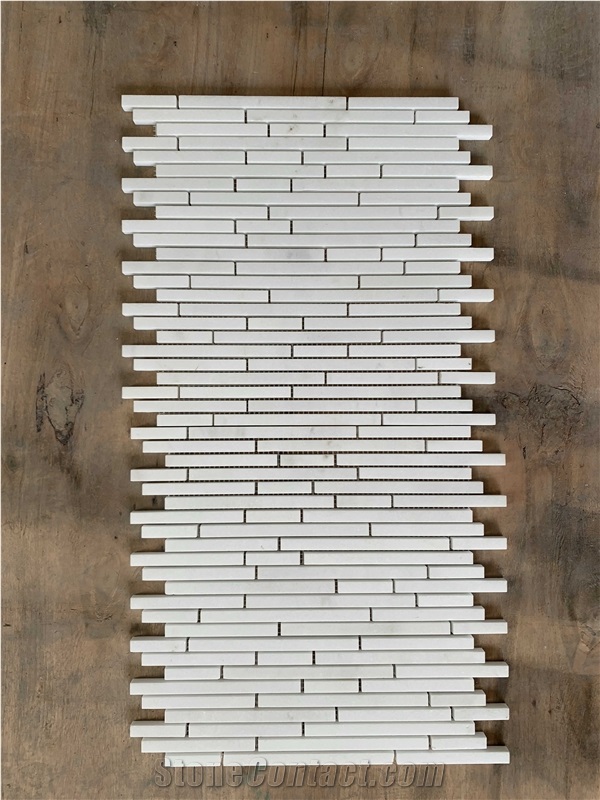 White Marble Linear Mosaic Sheet Wall Tile