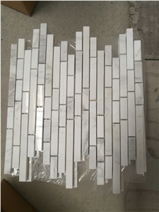 White Marble Linear Mosaic Sheet Wall Tile