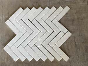 White Thassos Herringbone Mosaic Wall & Floor Tile White Thassos Herringbone Mosaic Wall & Floor Tile