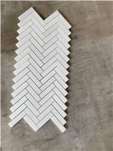 White Thassos Herringbone Mosaic Wall & Floor Tile