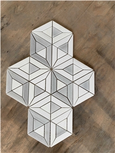 White Thassos Marble Honeycomb Mosaic Wall & Floor Tile