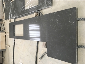 Dark Grey Artificial Quartz Kitchen Countertop