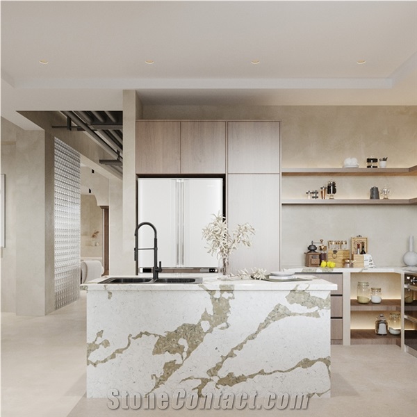 DXQ8005 Calacatta Gold Vein Artificial Quartz Slabs