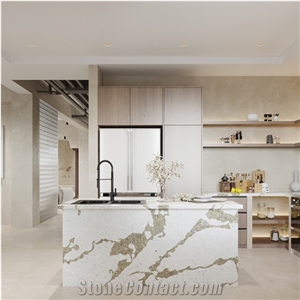 DXQ8005 Calacatta Gold Vein Artificial Quartz Slabs