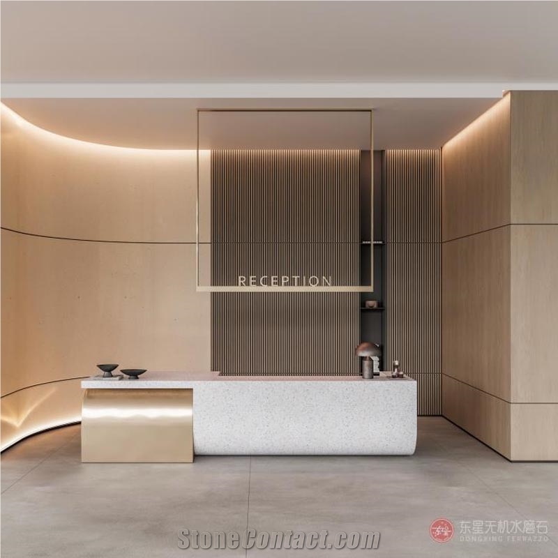 RD016 White Stripe Beige Artificial Travertine Slabs