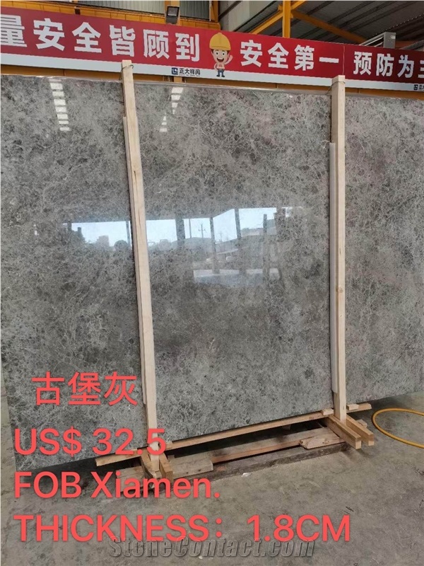 Cloudy Grey Marble Slabs