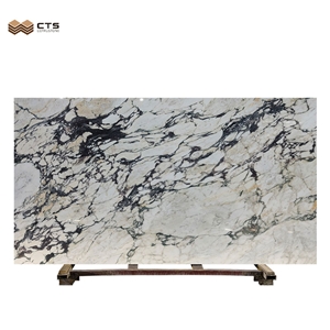 Natural Stone Polished Bulgari White Gray Veins Marble Slab