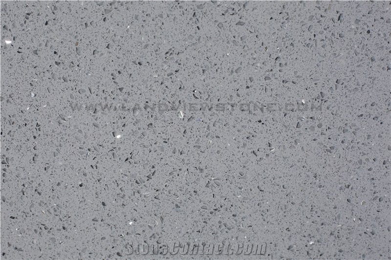Sparkle Light Grey Mirror Quartz Slab