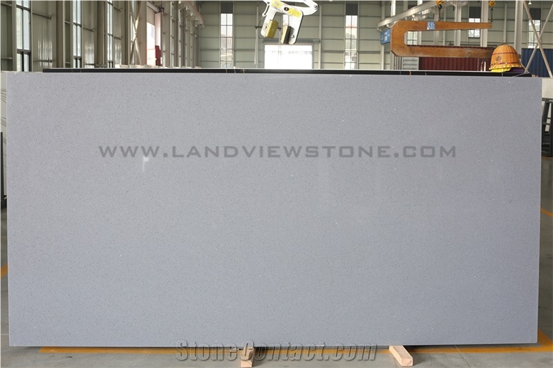 Sparkle Light Grey Mirror Quartz Slab
