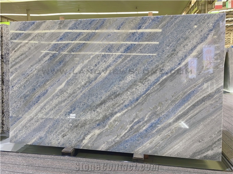 Bookmatched Blue Crystal- Cristalita Blue Marble Slabs