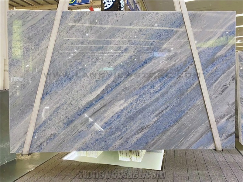 Bookmatched Blue Crystal- Cristalita Blue Marble Slabs