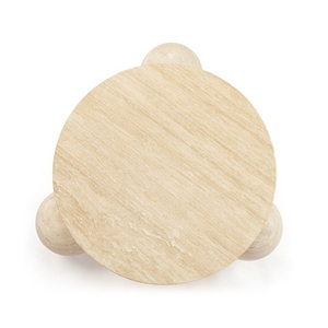 Round Travertine Coffee Table With 3 Solid Base