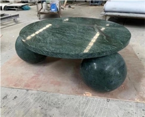 Round Travertine Coffee Table With 3 Solid Base