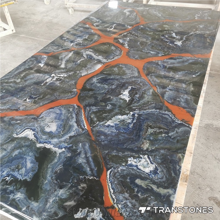 4*8Ft Customized Design Interior Black Artificial Alabaster Wall Panel