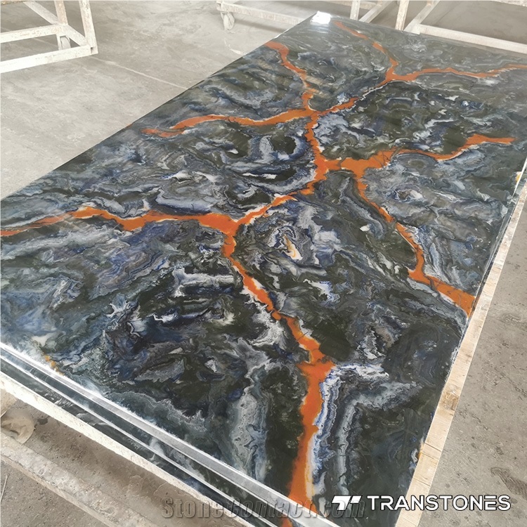 4*8Ft Customized Design Interior Black Artificial Alabaster Wall Panel