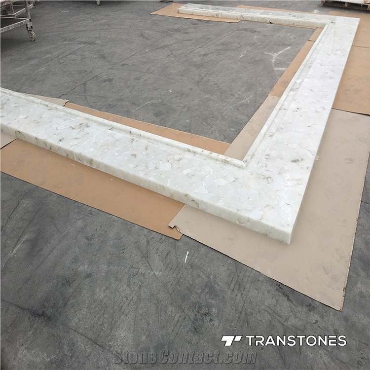 Artificial Stone Customize Size Translucent White Alabaster Bar Top