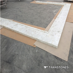 Artificial Stone Customize Size Translucent White Alabaster Bar Top