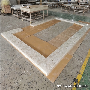 Artificial Stone Customize Size Translucent White Alabaster Bar Top