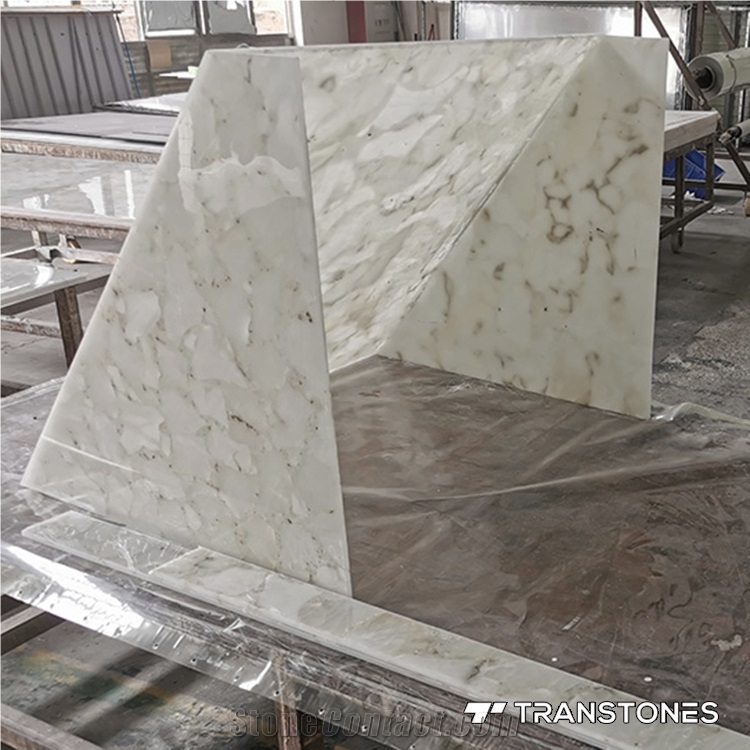 Artificial Stone Customize Size Translucent White Alabaster Bar Top