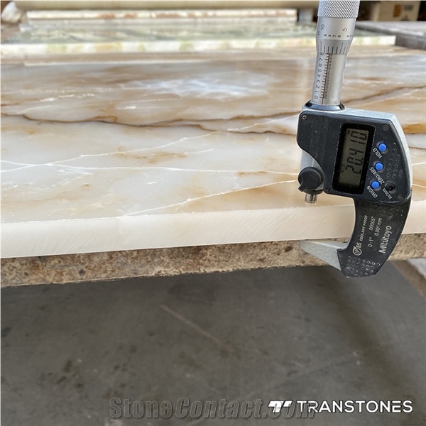 Backlited Polished Decorated Artificial Alabaster Wall Panel