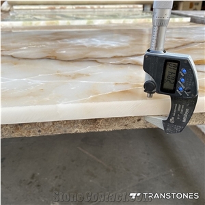 Backlited Polished Decorated Artificial Alabaster Wall Panel