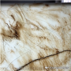 Backlited Polished Decorated Artificial Alabaster Wall Panel