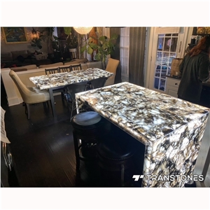 Black Onyx Marble Stone  Backlit Kitchen Island Home Decor