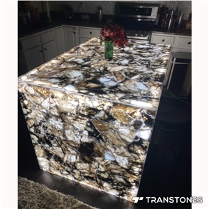 Black Onyx Marble Stone  Backlit Kitchen Island Home Decor