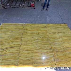 Cheap Stock Alabaster Yellow Artificial Stone Continued Vein