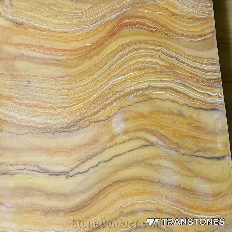 Cheap Stock Alabaster Yellow Artificial Stone Continued Vein
