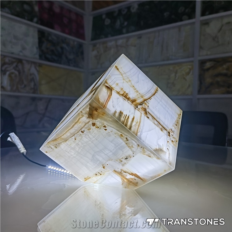 Hotel Lobby Decor Translucent Lampshade White Artificial Onyx