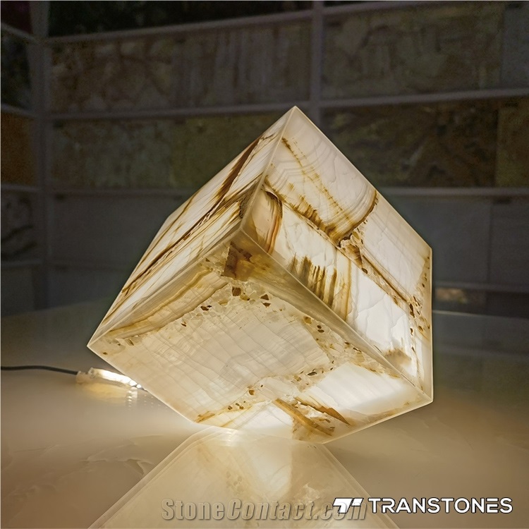 Hotel Lobby Decor Translucent Lampshade White Artificial Onyx