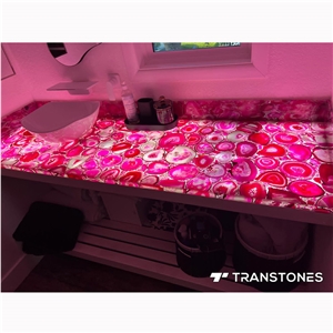Pink Agate Semiprecious Stone Vanity Top