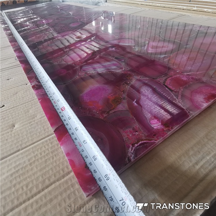 Pink Agate Semiprecious Stone Vanity Top